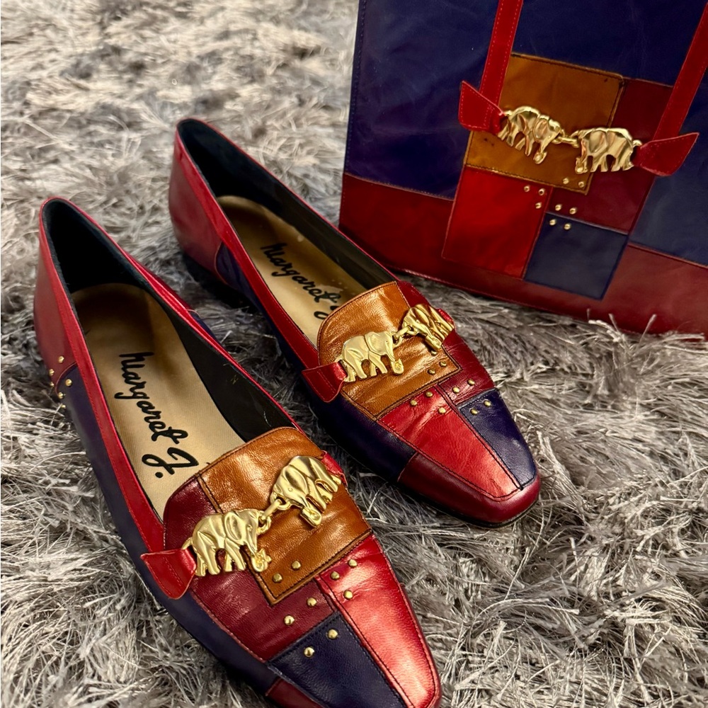 Margaret J Luxury Leather Loafers with Gold Elephant Accents.